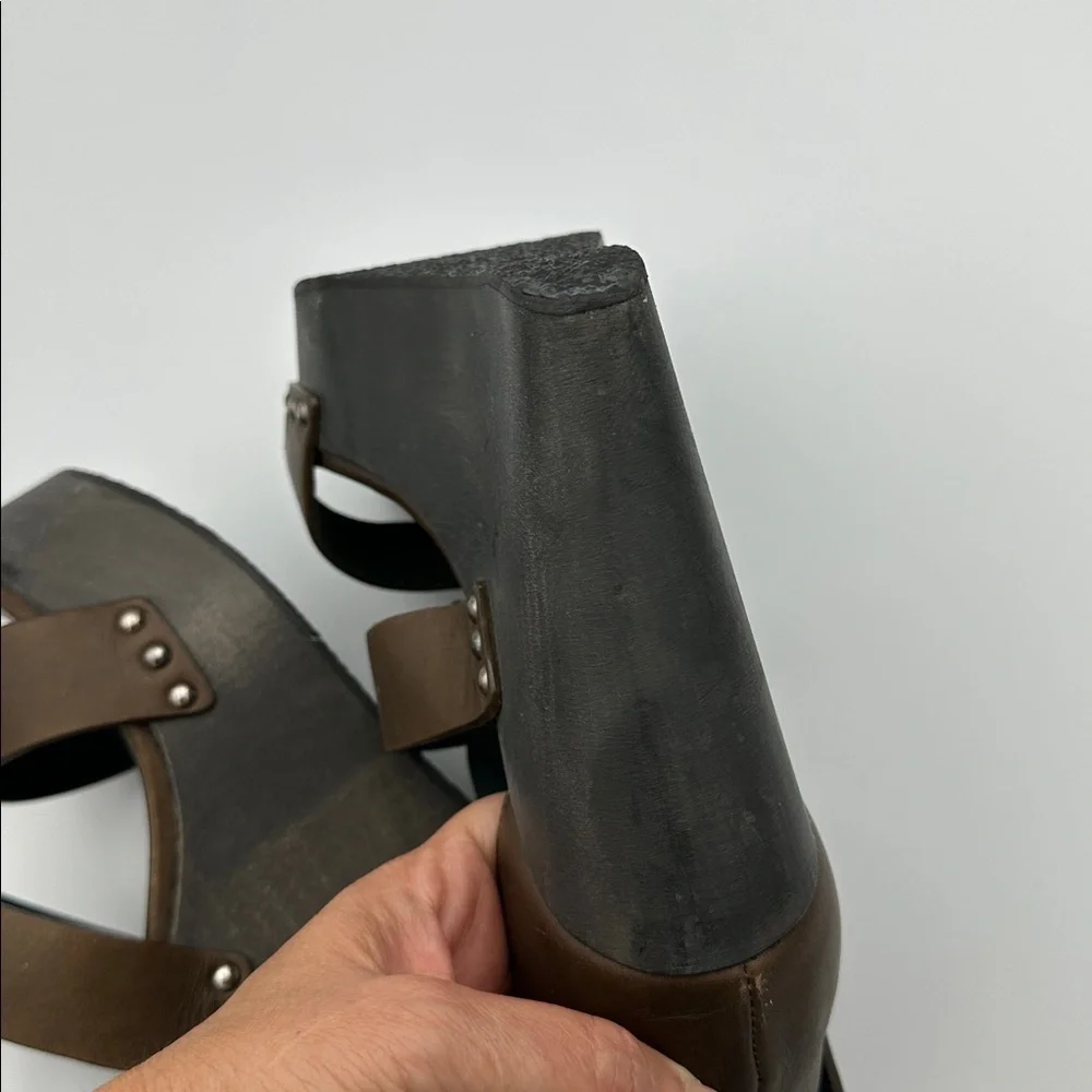 AllSaints Rotchko Strappy Wedge Platform Sandal Genuine Leather High Heel Sz39
